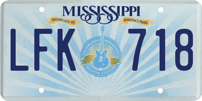MS license plate LFK718
