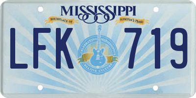 MS license plate LFK719