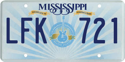 MS license plate LFK721