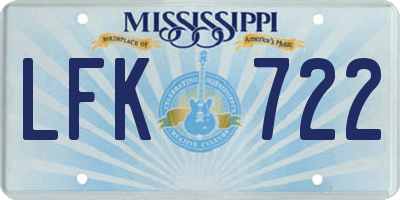 MS license plate LFK722