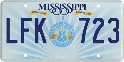 MS license plate LFK723
