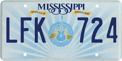 MS license plate LFK724