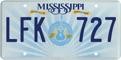 MS license plate LFK727