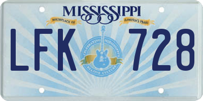 MS license plate LFK728