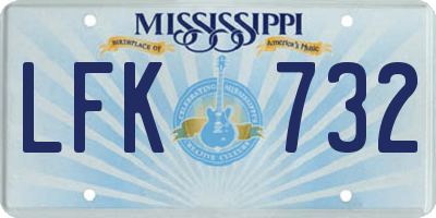 MS license plate LFK732