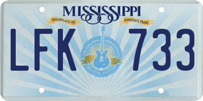 MS license plate LFK733