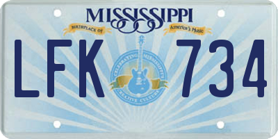MS license plate LFK734