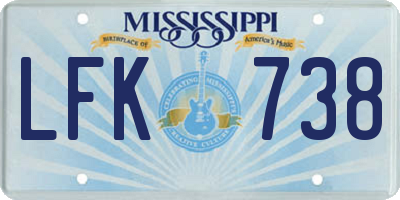 MS license plate LFK738