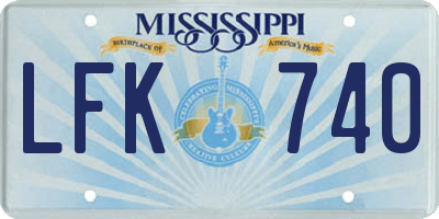MS license plate LFK740