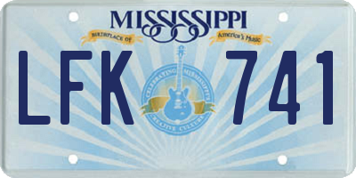 MS license plate LFK741