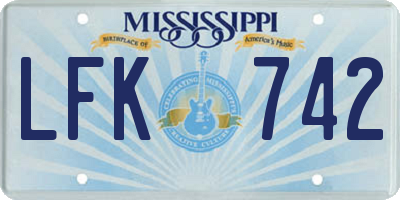 MS license plate LFK742