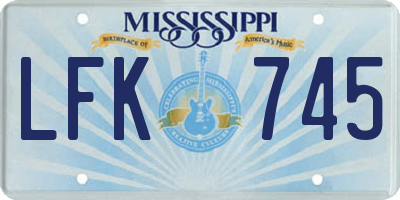 MS license plate LFK745