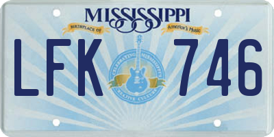 MS license plate LFK746