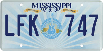 MS license plate LFK747