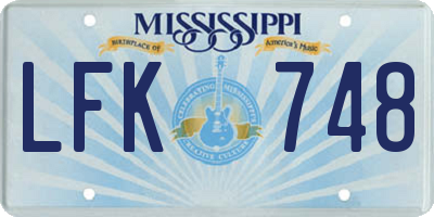 MS license plate LFK748