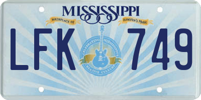 MS license plate LFK749