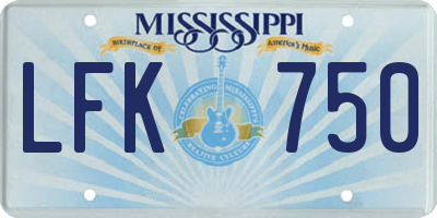 MS license plate LFK750