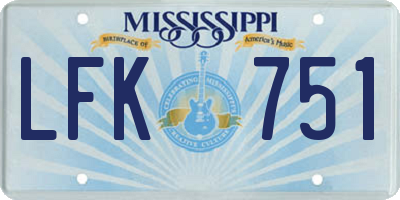 MS license plate LFK751