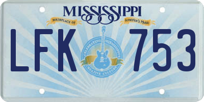 MS license plate LFK753