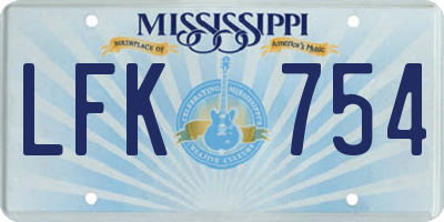 MS license plate LFK754