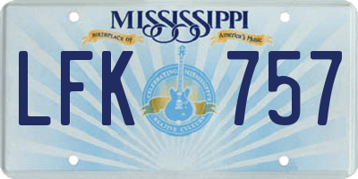 MS license plate LFK757
