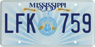 MS license plate LFK759