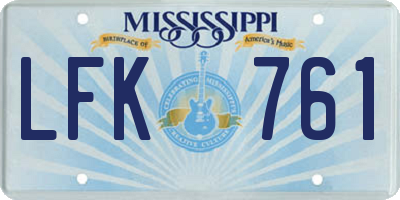 MS license plate LFK761