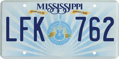 MS license plate LFK762