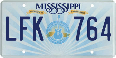 MS license plate LFK764