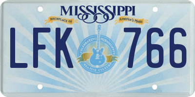 MS license plate LFK766