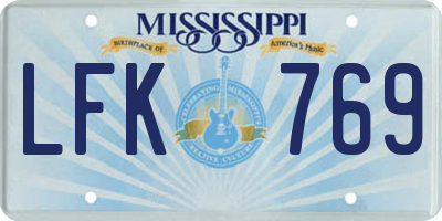 MS license plate LFK769