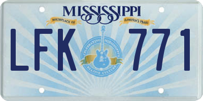 MS license plate LFK771