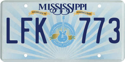 MS license plate LFK773