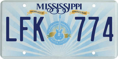 MS license plate LFK774