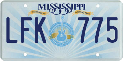 MS license plate LFK775