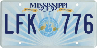 MS license plate LFK776