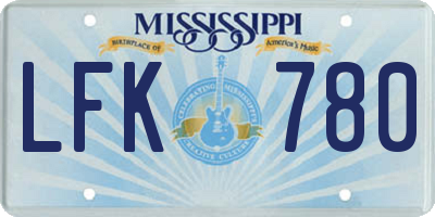 MS license plate LFK780