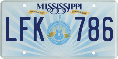 MS license plate LFK786