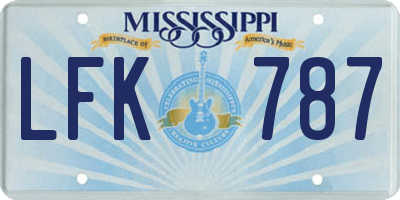 MS license plate LFK787