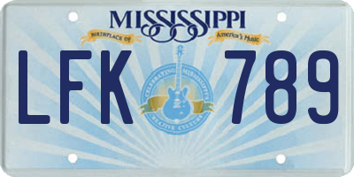 MS license plate LFK789