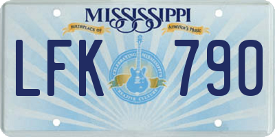 MS license plate LFK790