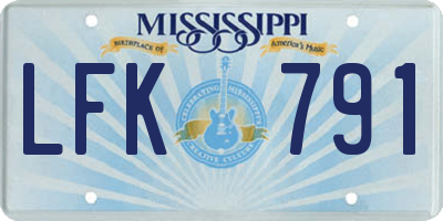 MS license plate LFK791