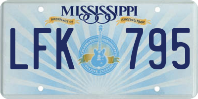 MS license plate LFK795
