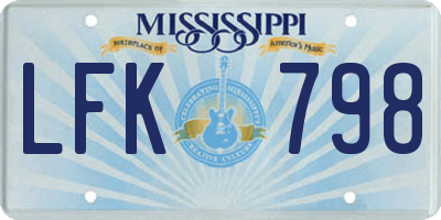 MS license plate LFK798