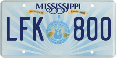 MS license plate LFK800