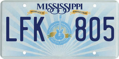 MS license plate LFK805