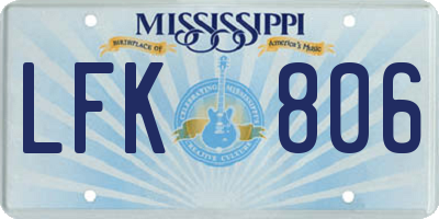 MS license plate LFK806