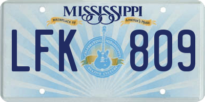 MS license plate LFK809