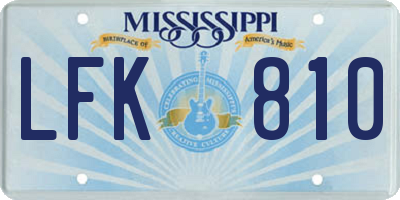 MS license plate LFK810