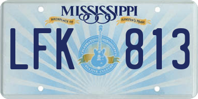 MS license plate LFK813